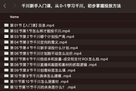 千川新手入门课，从0-1学习千川，初步掌握投放方法